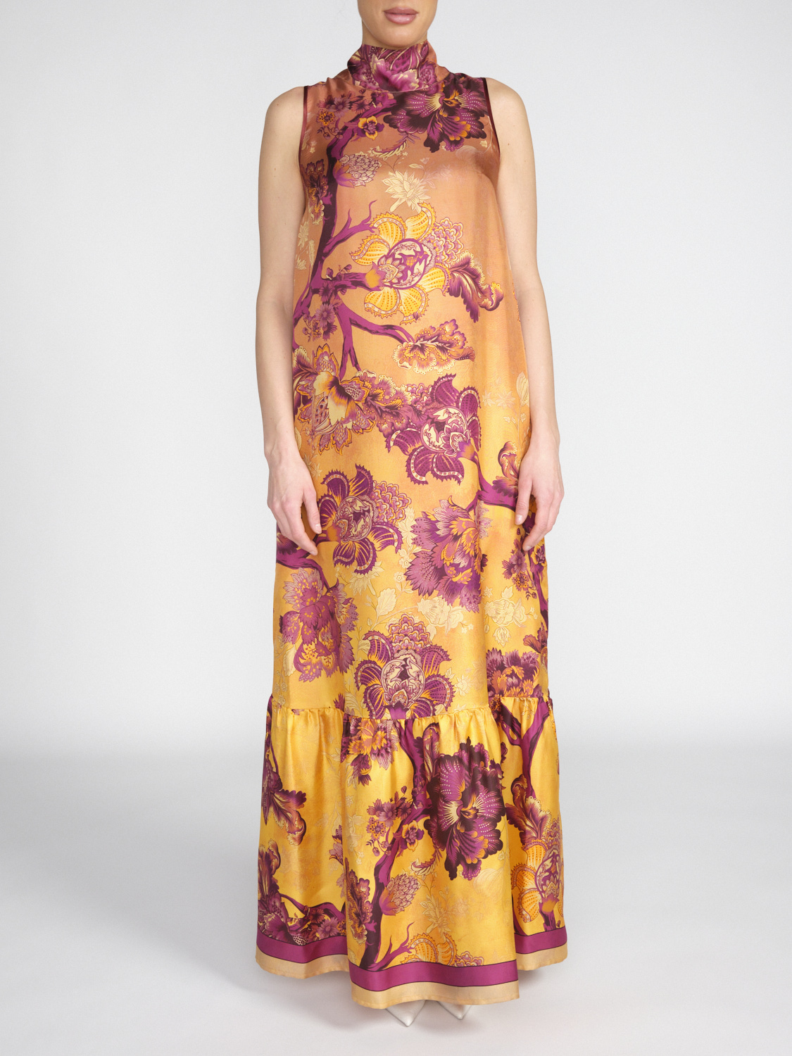 For restless sleepers Silk midi dress with floral design  multi M