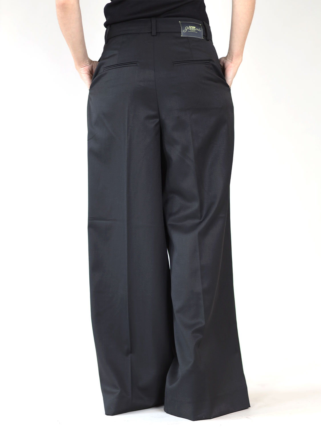 Ganni Calendered – Wide-leg pants  black 34