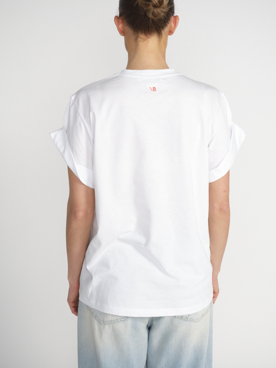 Victoria Beckham Slogan – Oversized Baumwoll T-Shirt   weiß XS