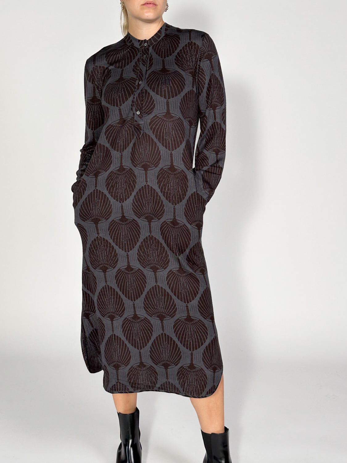 friendly hunting Denzil Fan Affaris – Midikleid aus Seiden-Cashmere-Mix   marine XS