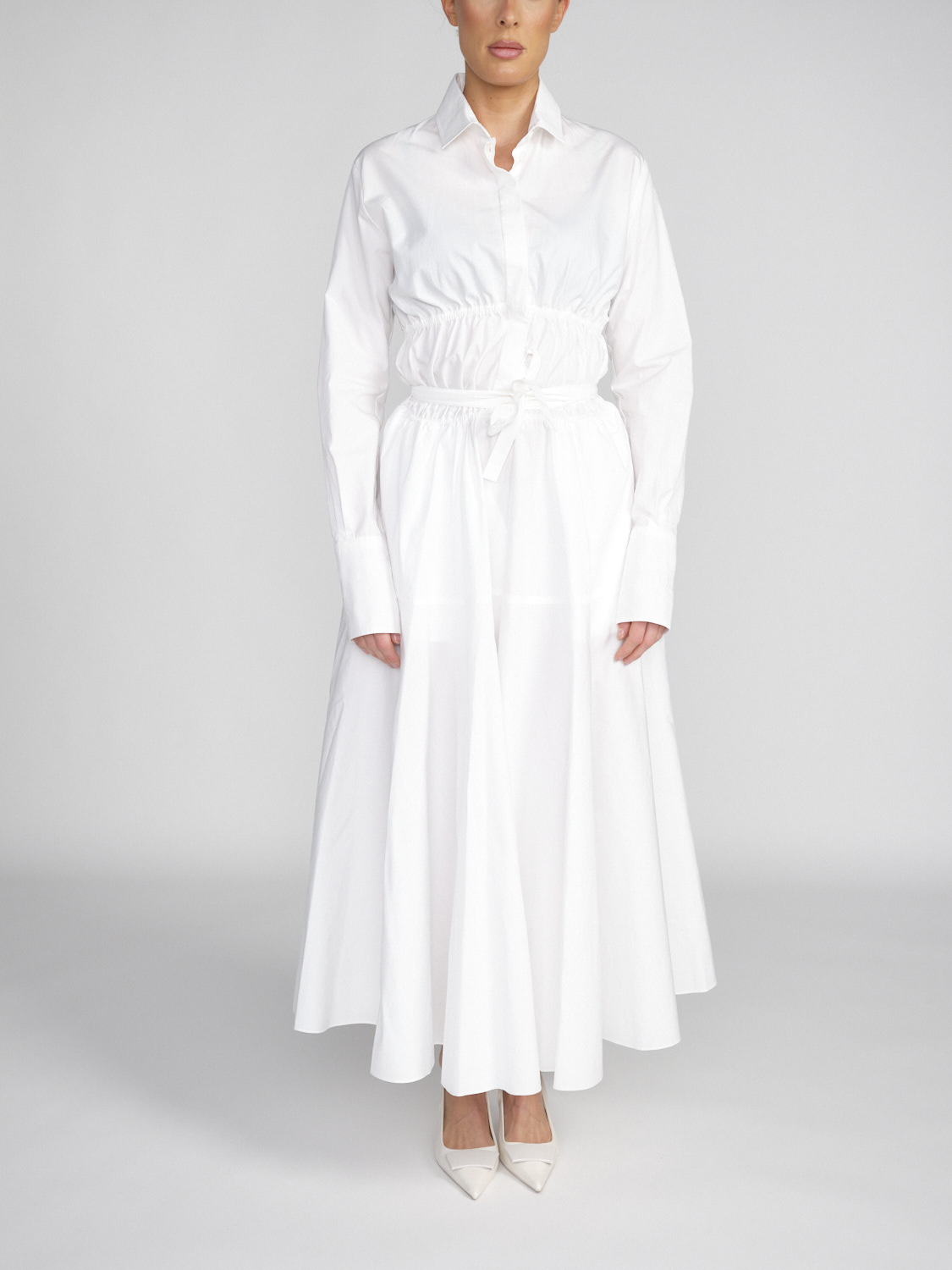 Patou Poplin maxi dress with wide skirt  36 white