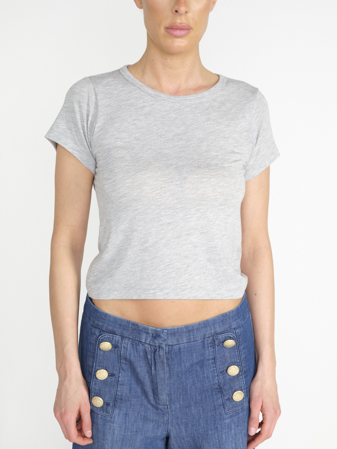 Eterne Baby Tee – cropped shirt made from a cotton blend  hellgrau S