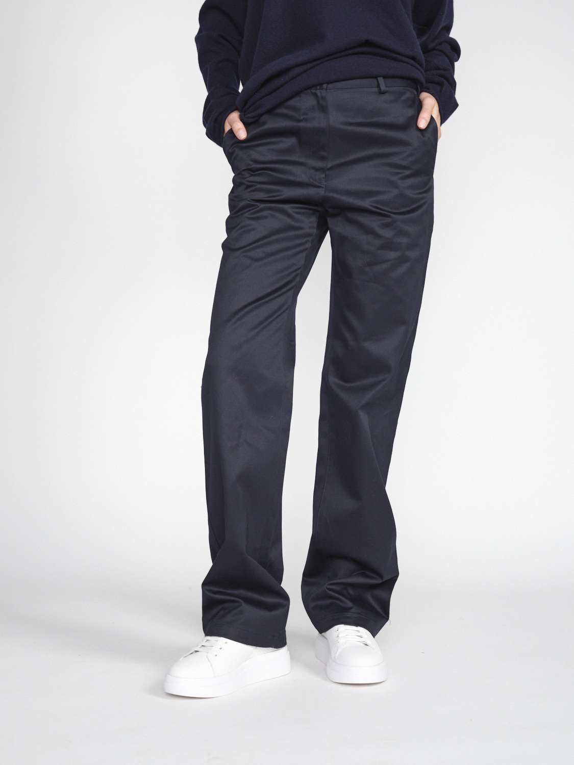 Nili Lotan Fabian - Coated cotton trousers  marine 34