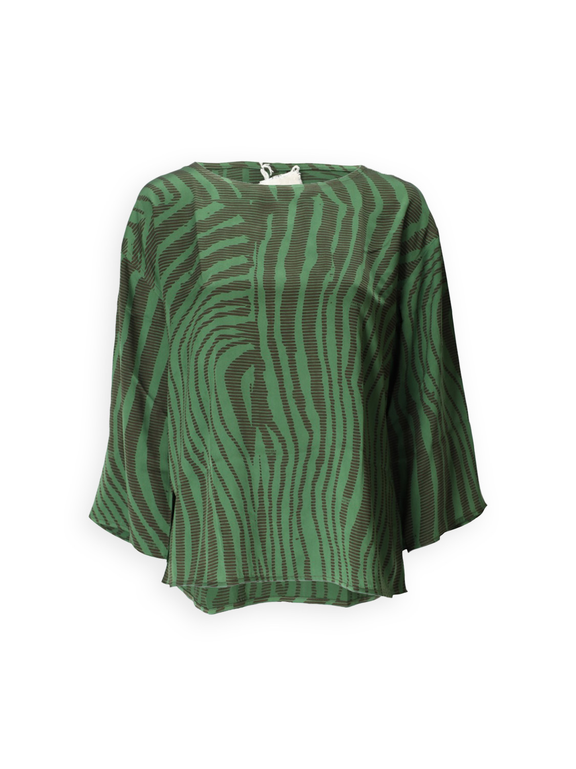 friendly hunting Dulce Okapi – Stretchige Seiden-Bluse mit Muster 	  verde S