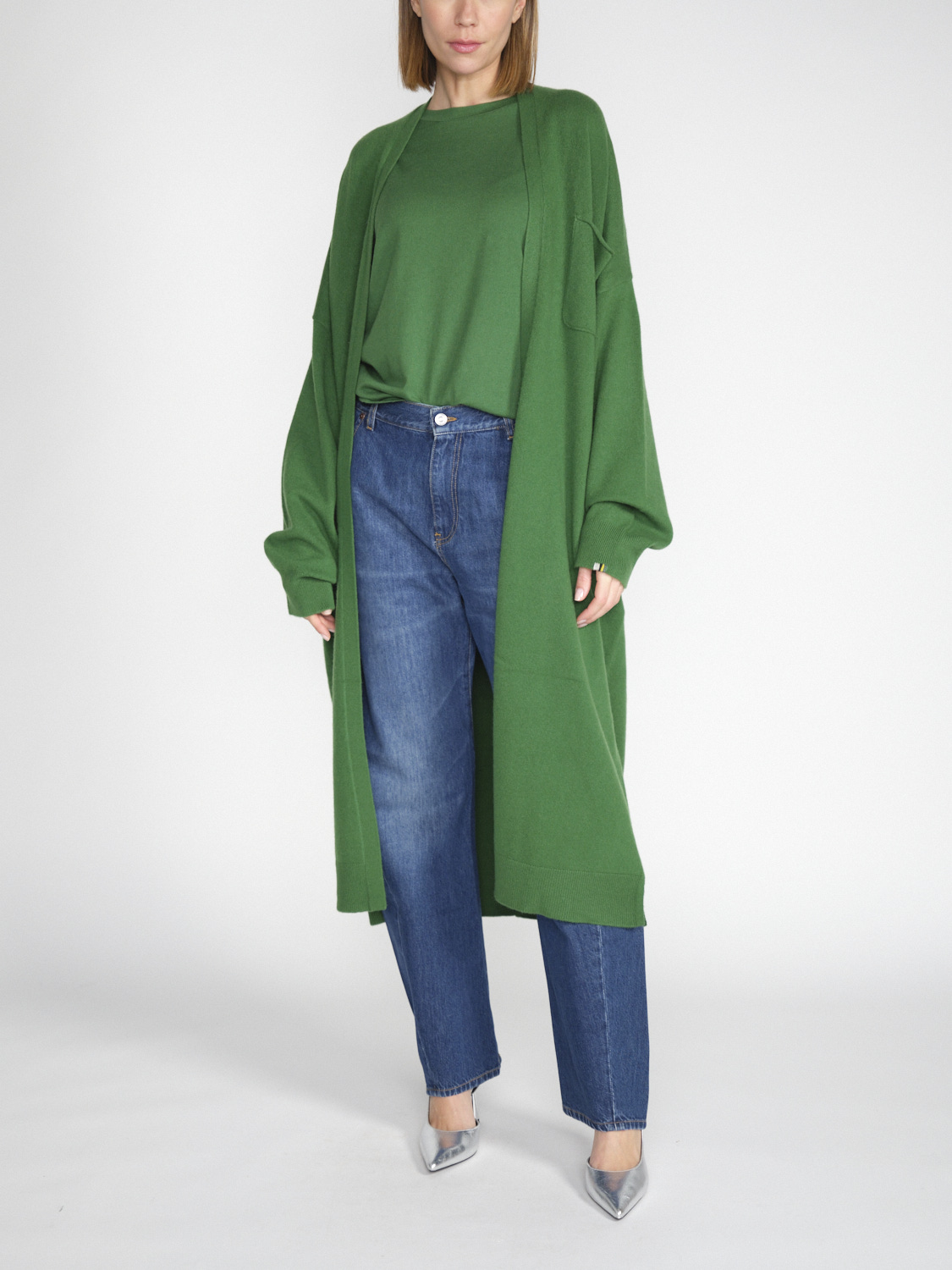 Extreme Cashmere N°61 Koto - Cardigan lungo in cashmere  verde Taglia unica