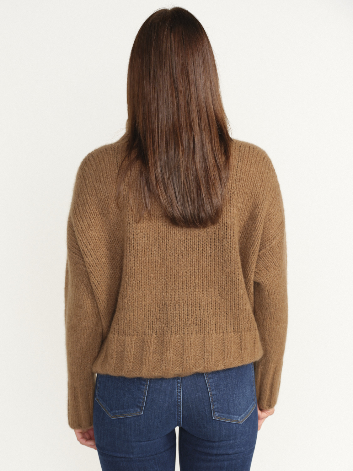 Saverio Palatella High Neck Fluffy - Pullover with stand-up collar in cashmere brown M