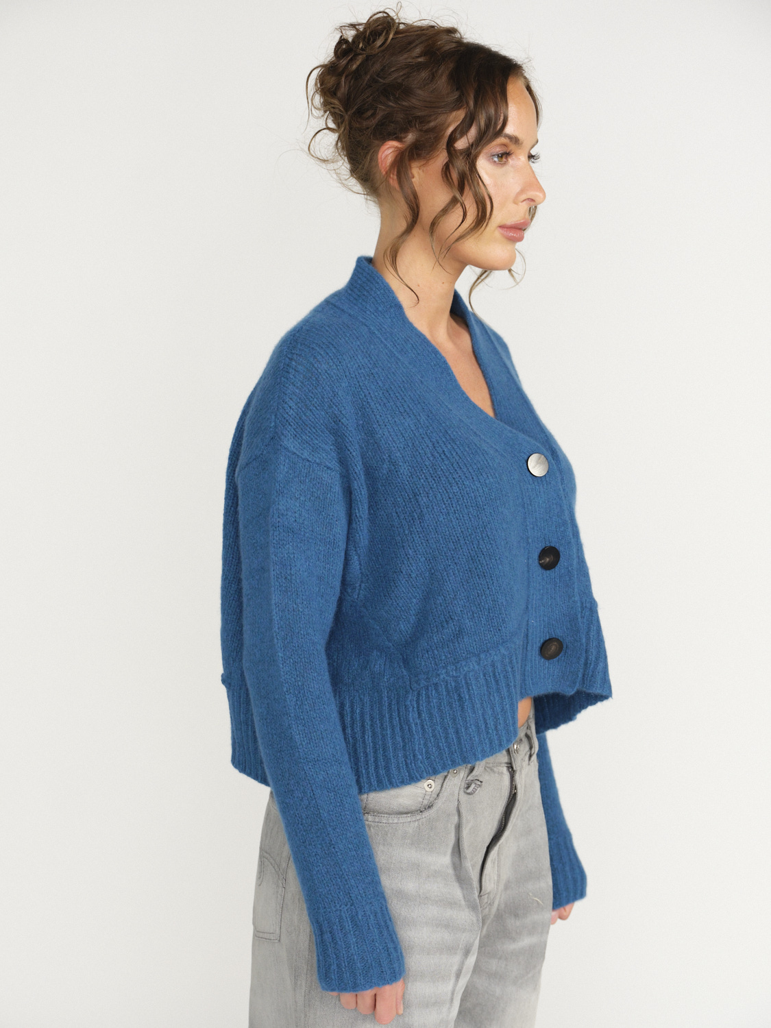 LU Ren Riely D. - Oversized cardigan with button placket blue XS
