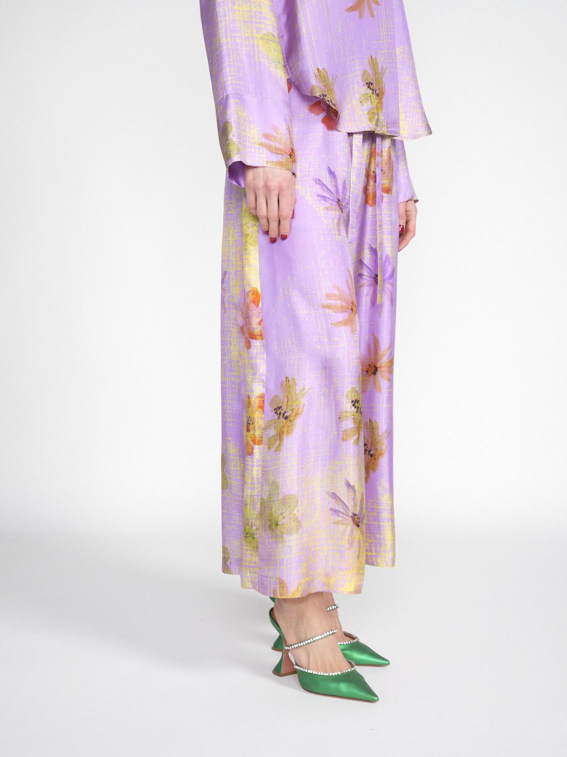 Odeeh Culotte en soie avec motif floral mehrfarbig 36