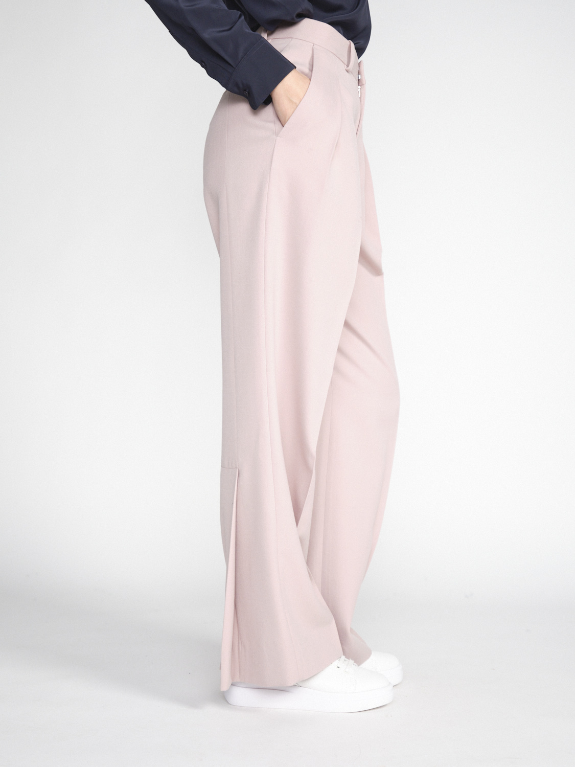 Victoria Beckham Double Pleat Trouser - Pleated trousers in virgin wool mix  rose 34