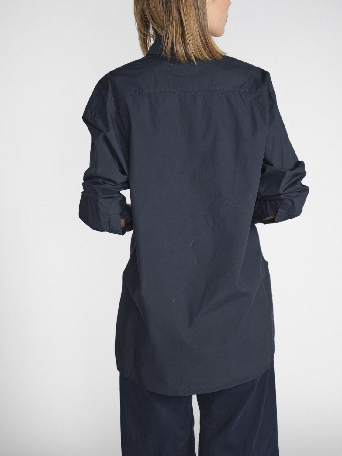 Nili Lotan Yorke - Long cotton blouse  marine XS