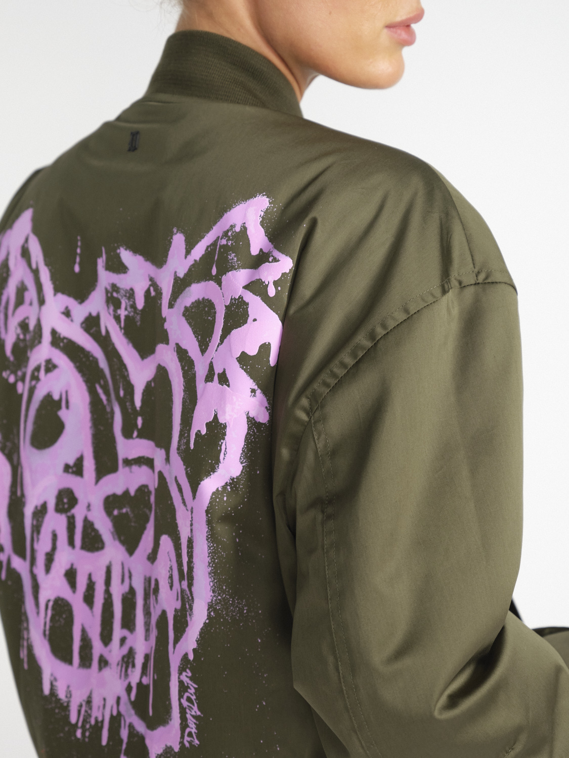 Dondup Oversized bomber jacket with a back spray design  khaki 50
