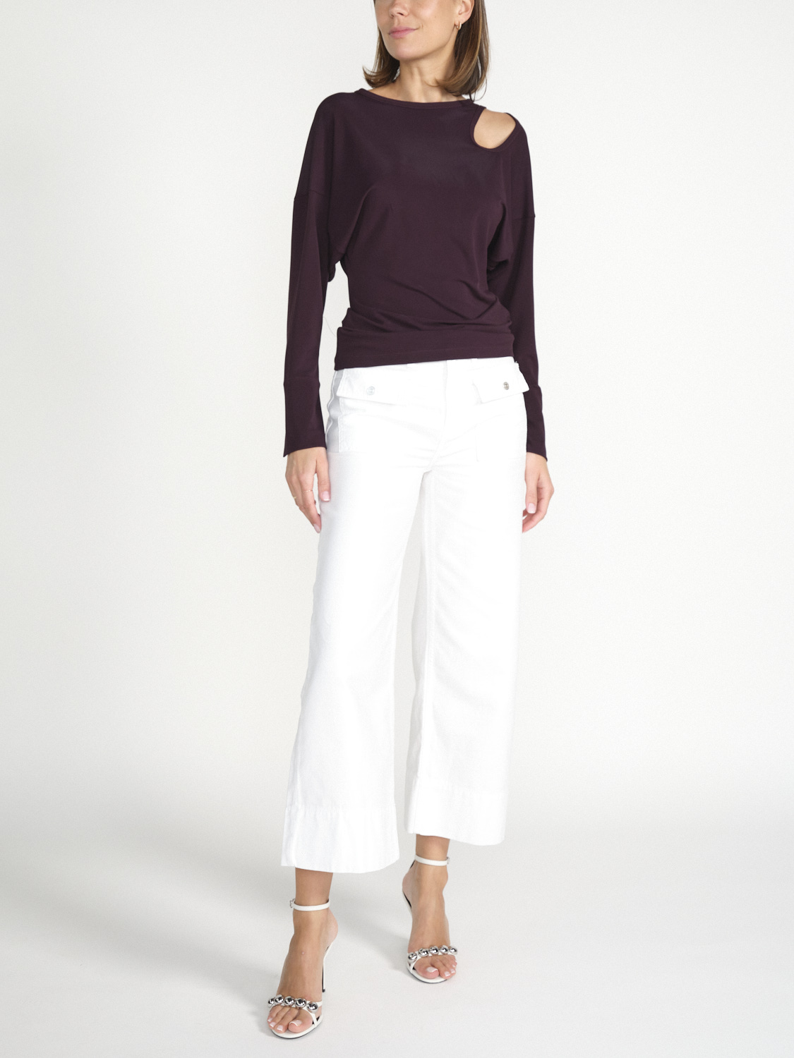 Victoria Beckham Twist – Stretchige Bluse mit Cut-Out-Detail beaurdeux S Victoria Beckham Twist – Stretchige Bluse mit Cut-Out-Detail beaurdeux S