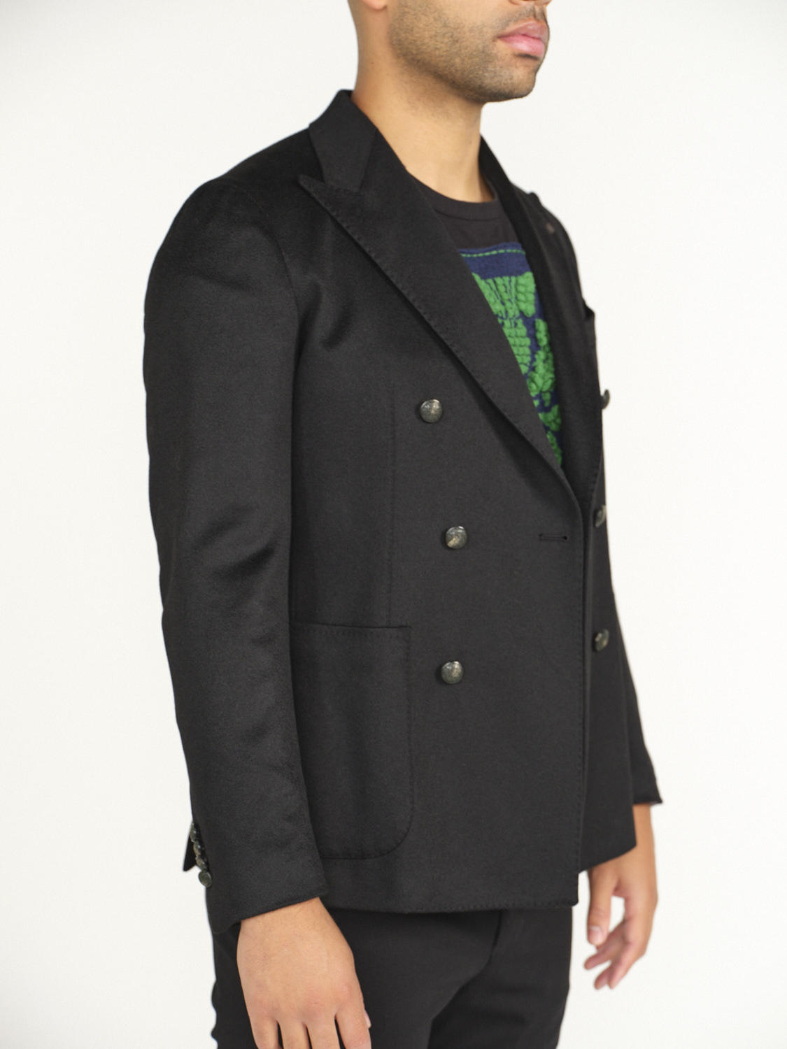 TAGLIATORE Jacket with double breasted button placket in virgin wool black 46