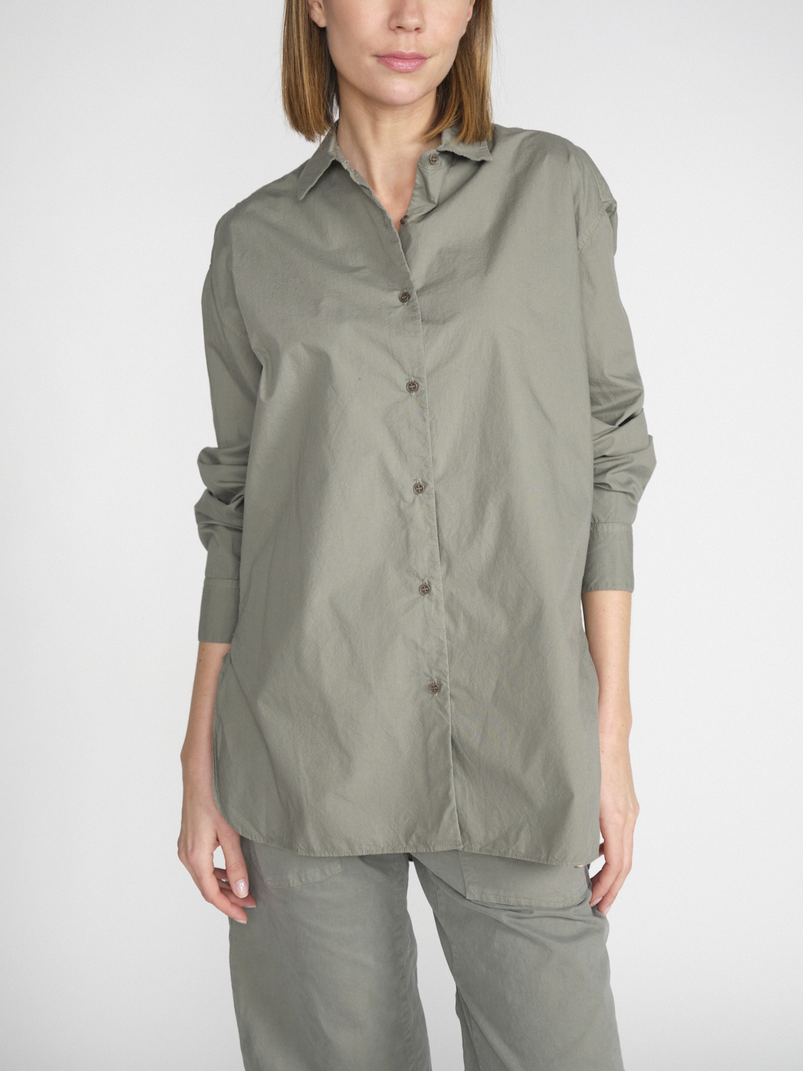 Nili Lotan Yorke - Long cotton blouse  khaki XS