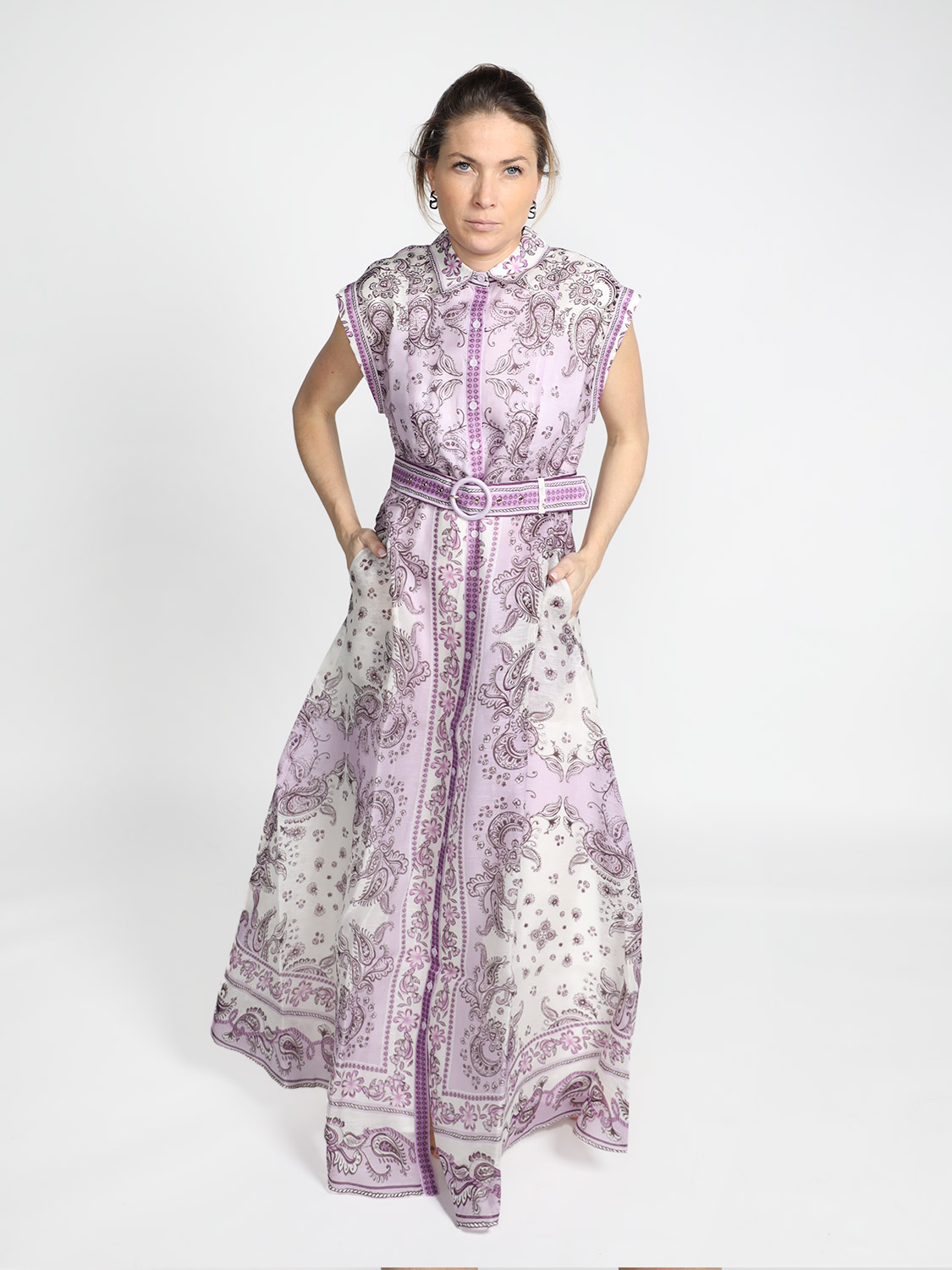 Hale Bob Gemustertes Midikleid  flieder M