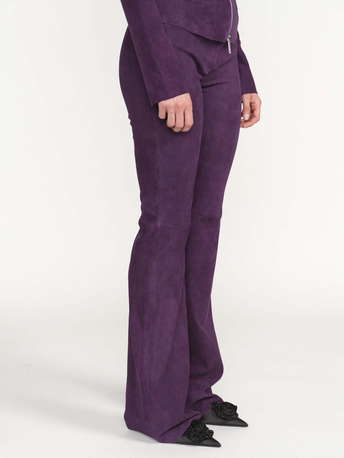 jitrois Pantalon Pika - Bootcuts in suede leather purple 40