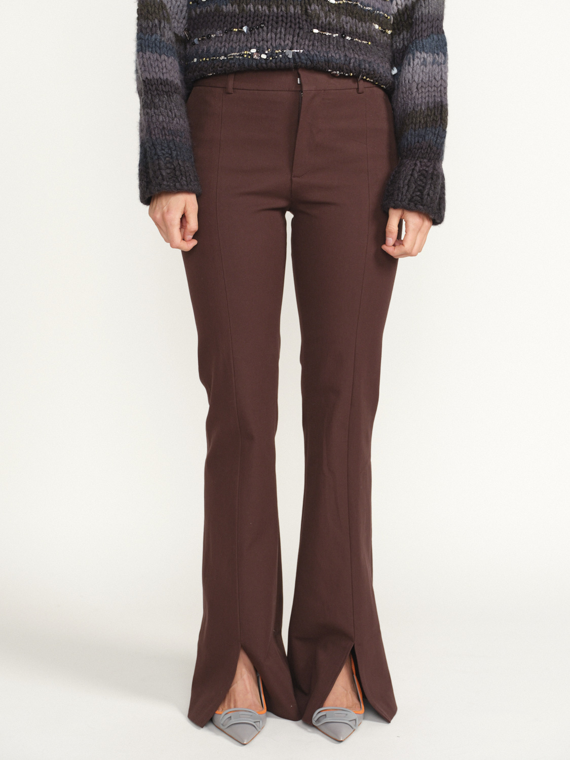 Frame Le High Flare Split - Straight Leg Pants brown 34