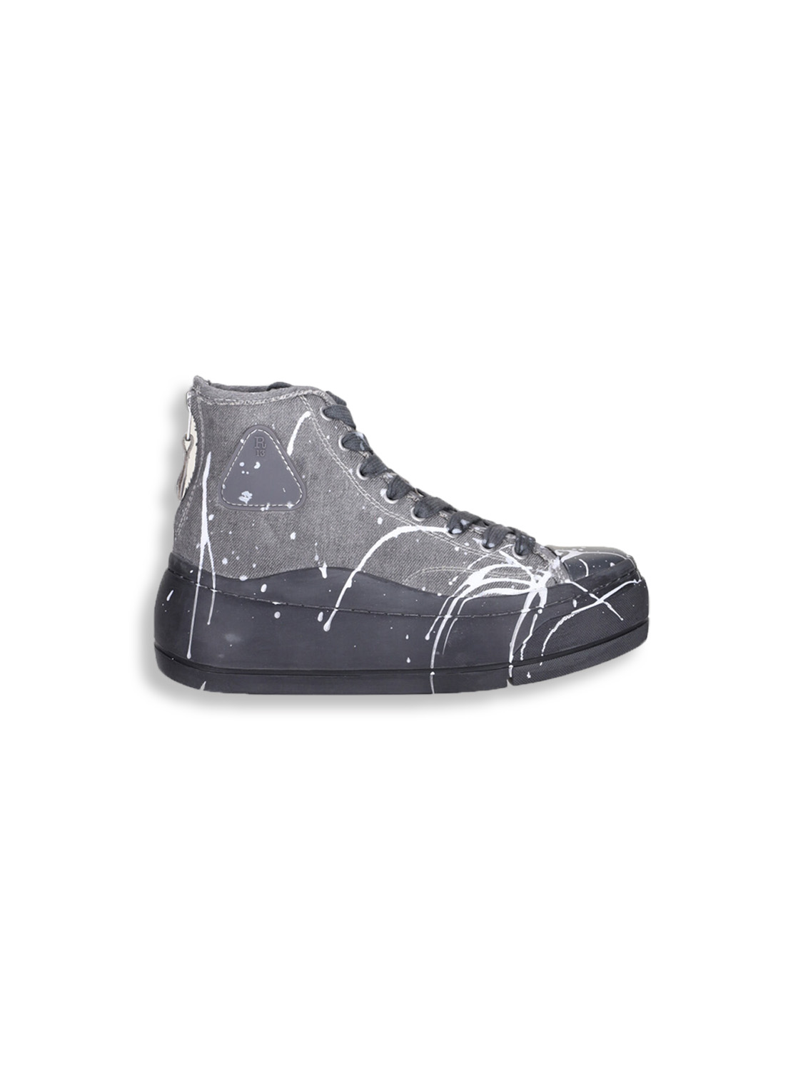 Kurt High Top Sneaker - Light gray jeans sneaker with paint splattering  