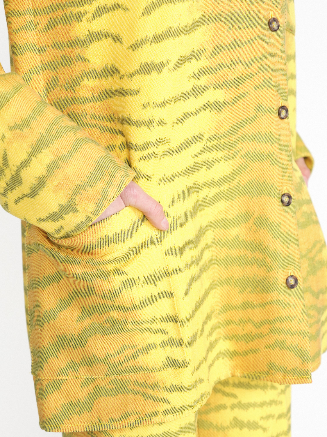 Victoria Beckham Chine Twill stampato - Camicia oversize in jacquard con stampa tigre giallo 34