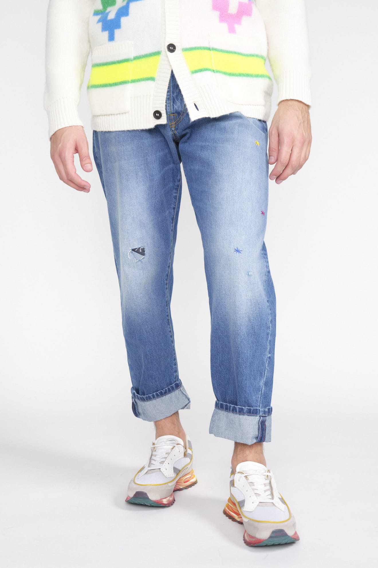 maurizio massimino Jose - Pantalon en jean avec patchs en denim bleu 48