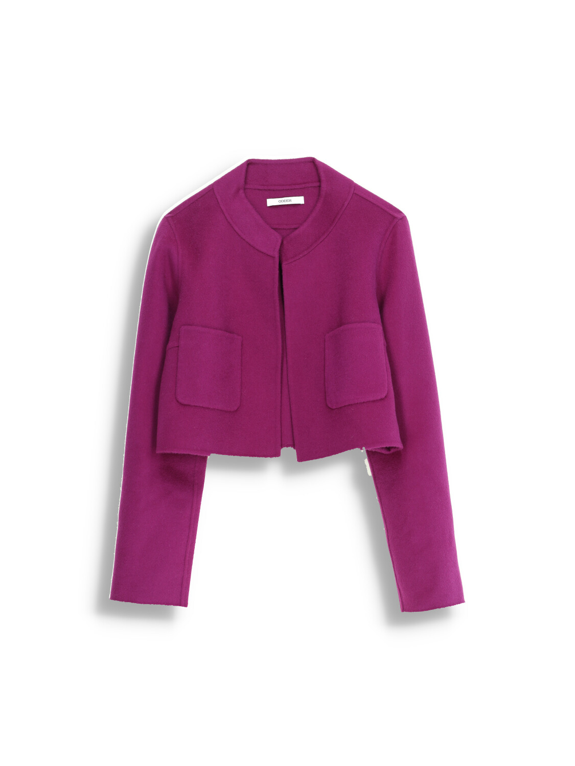 Wool cropped crew neck jacket