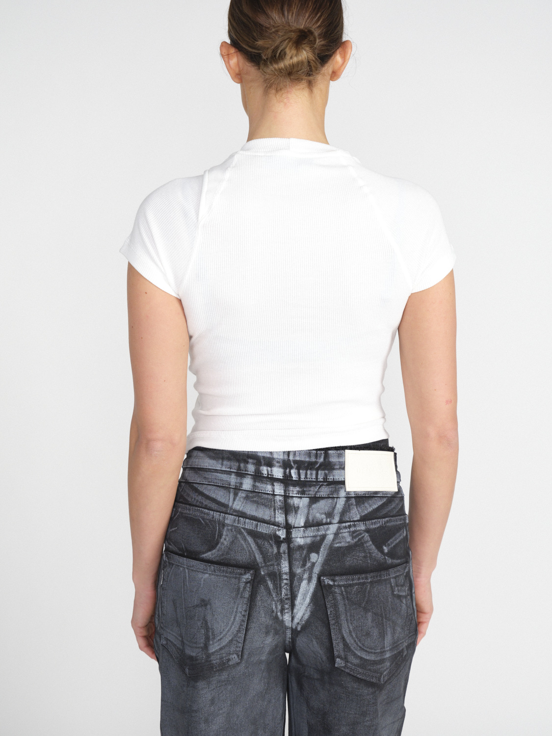 Ottolinger Deconstructed – Ripp-Shirt aus Baumwoll-Stretch 	  weiß XS