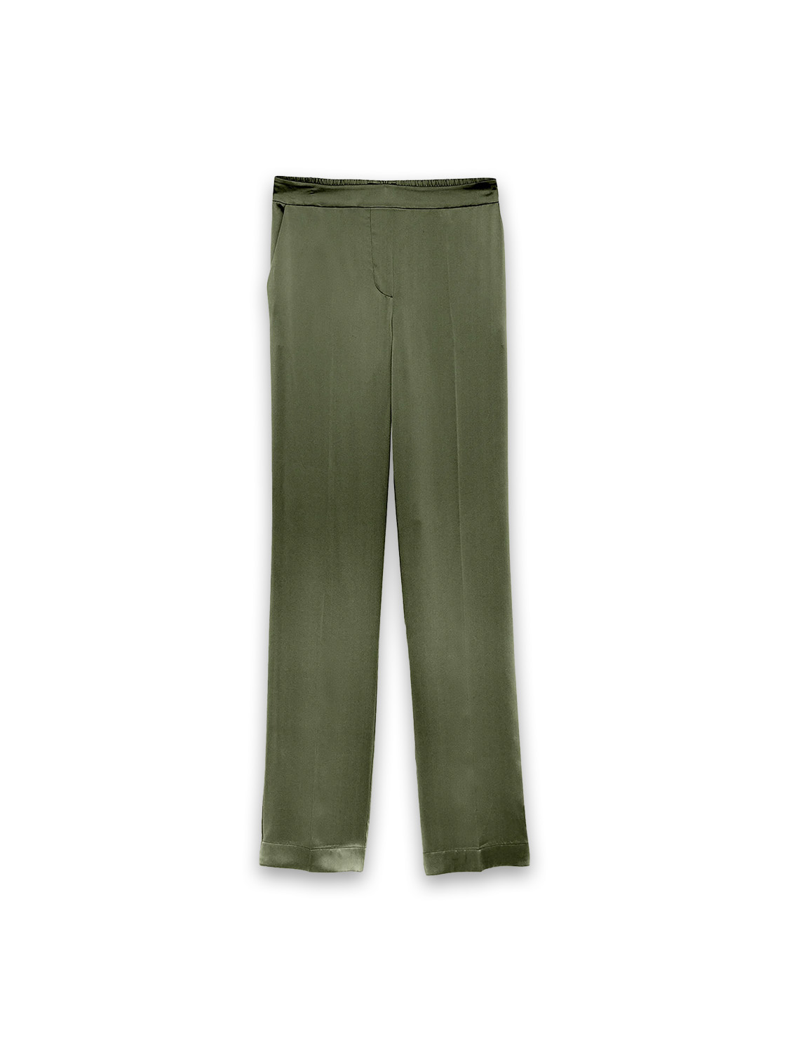 Joseph Silk Tova Trousers – Hose aus Seiden-Satin mit Bügelfalten 	  caqui 36