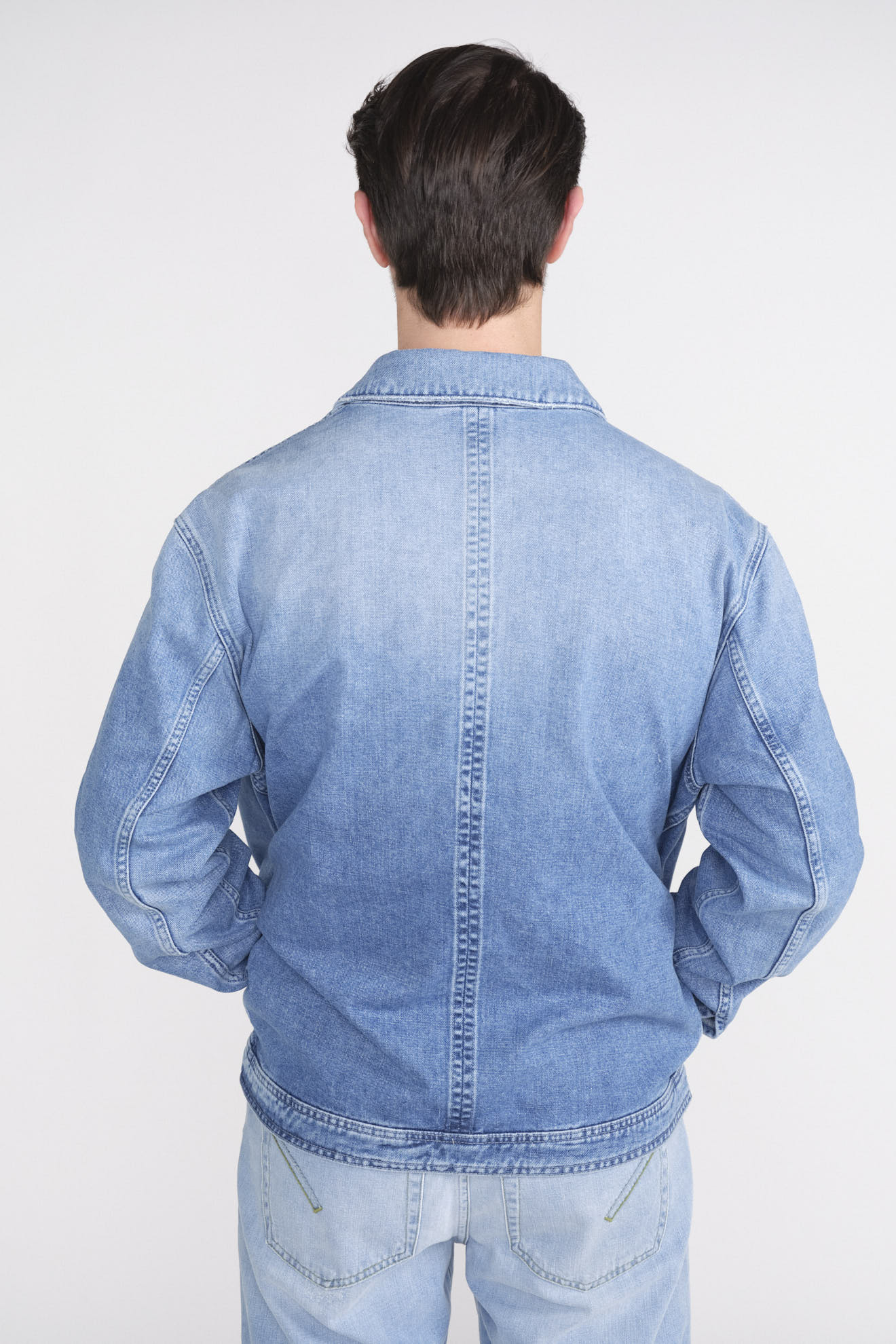 Dondup Veste en jean avec fermeture à boutons et deux poches poitrine  bleu 52
