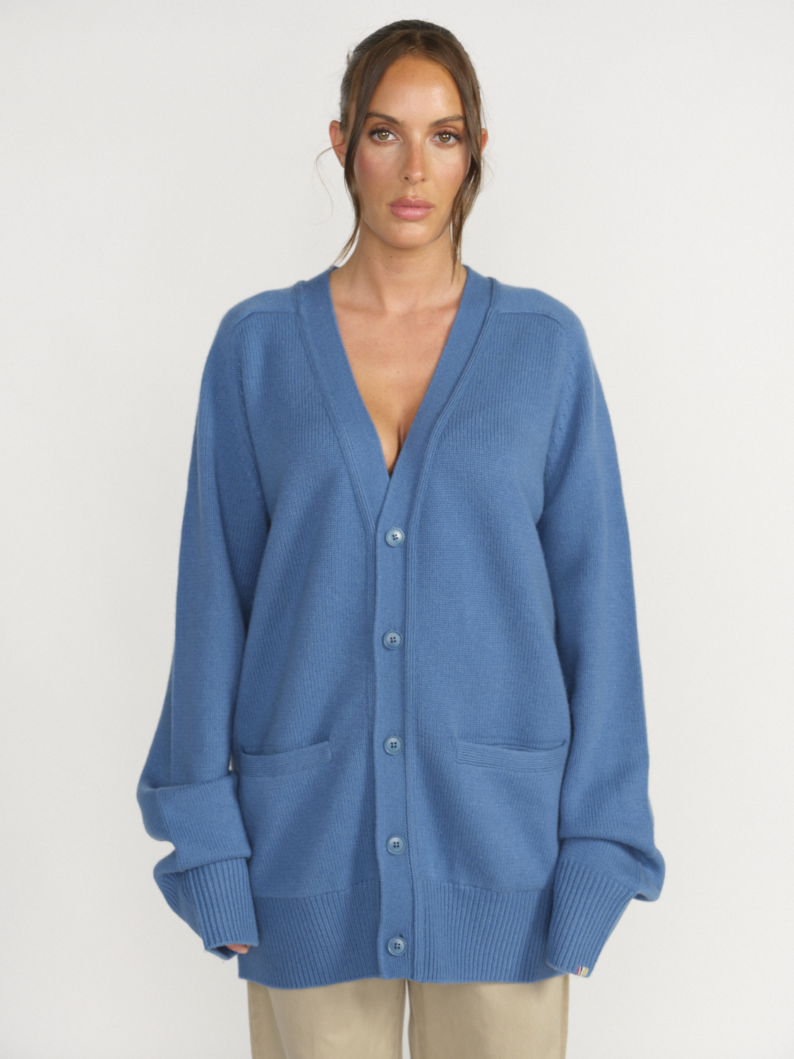 Extreme Cashmere °244 Papilli - Fine cardigan with V - neckline  blue One Size