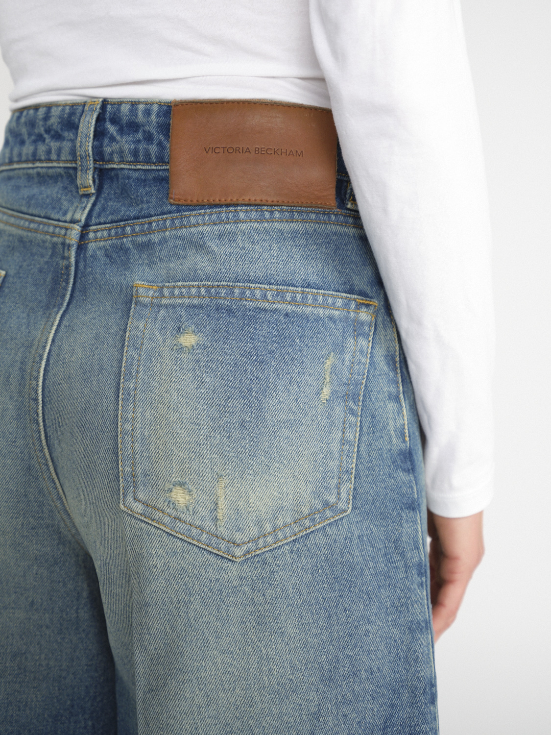 Victoria Beckham Bermuda - Pantaloncini in denim oversize  blu 26
