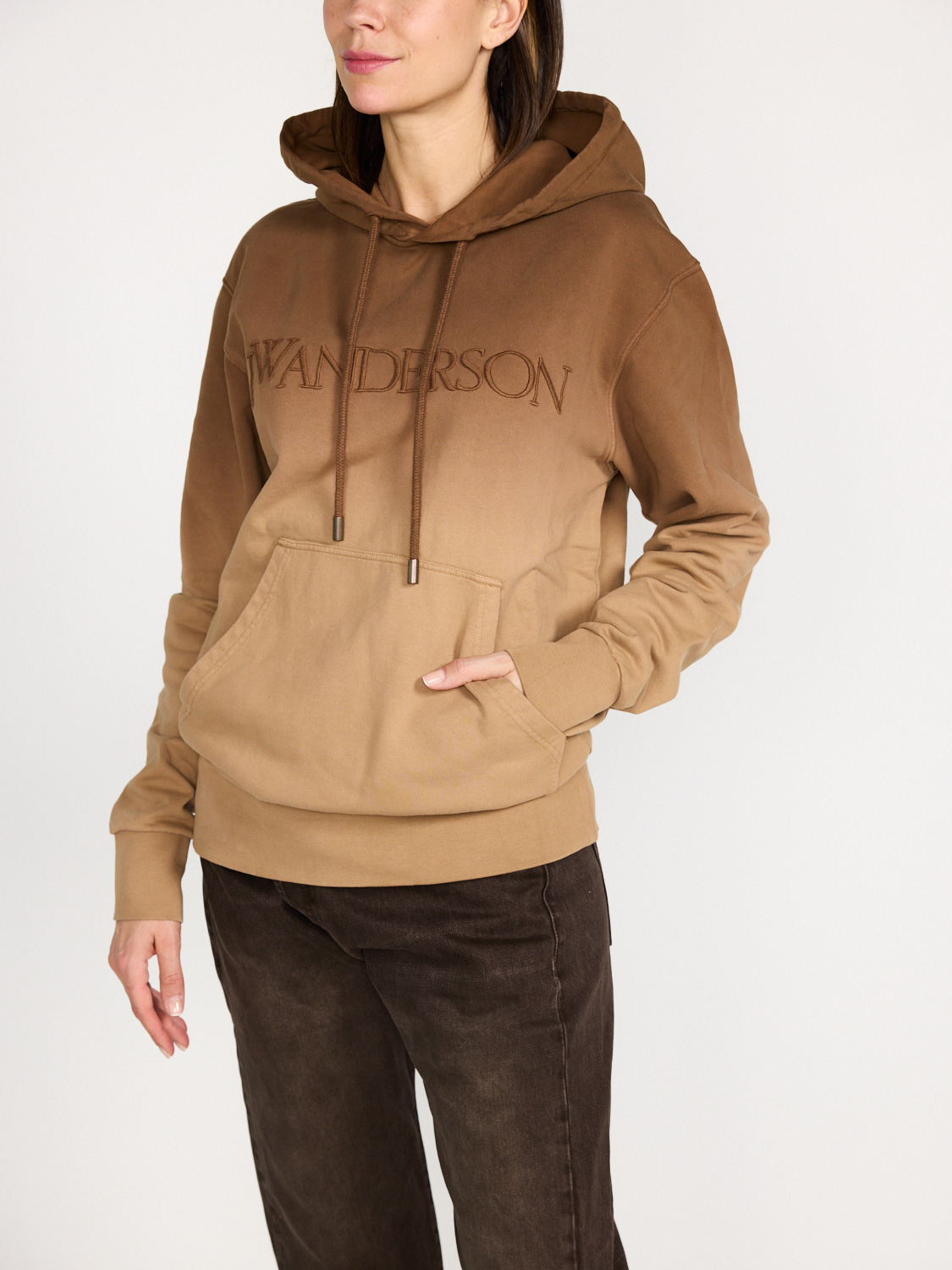 JW Anderson Kapuzenpullover mit Farbverlauf und Logostickerei braun S