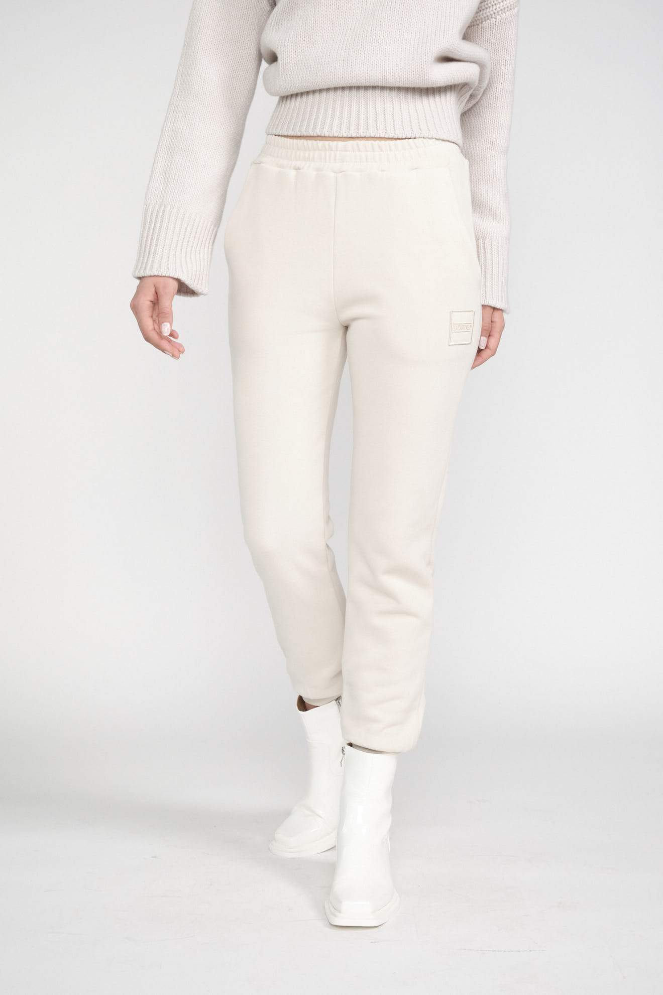 dondup pants white plain cotton