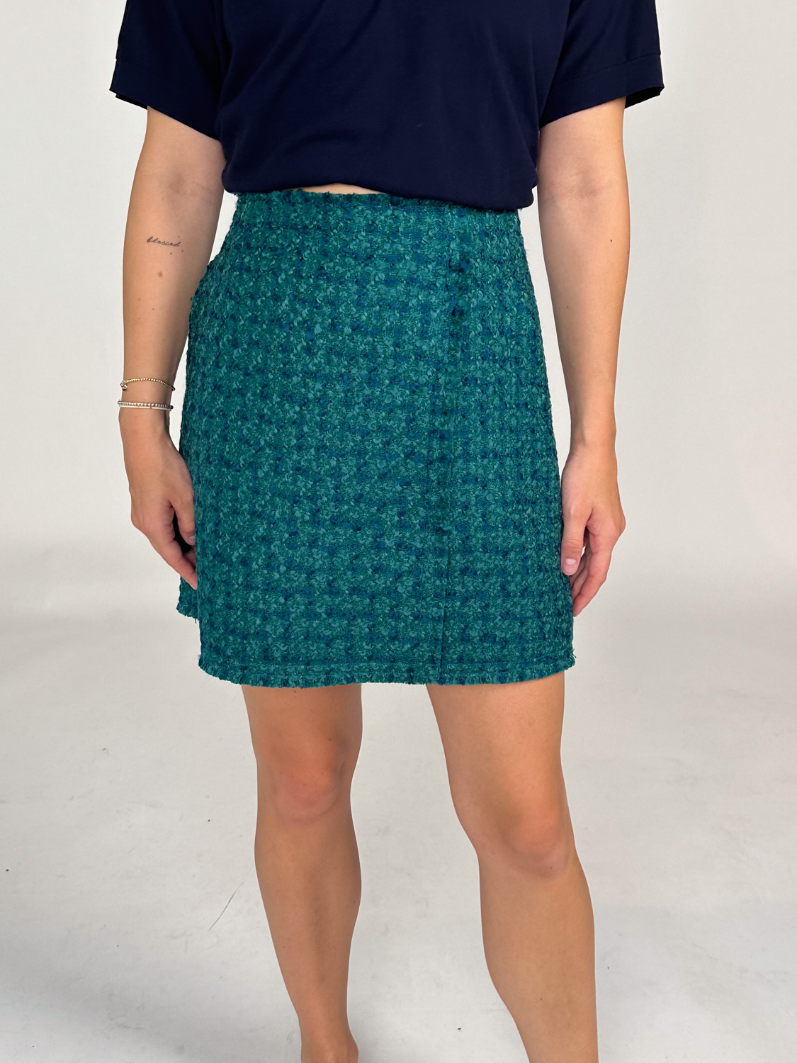 Odeeh Tweed Minirock aus Schurwoll-Mix petrol 38 Odeeh Tweed Minirock aus Schurwoll-Mix petrol 38