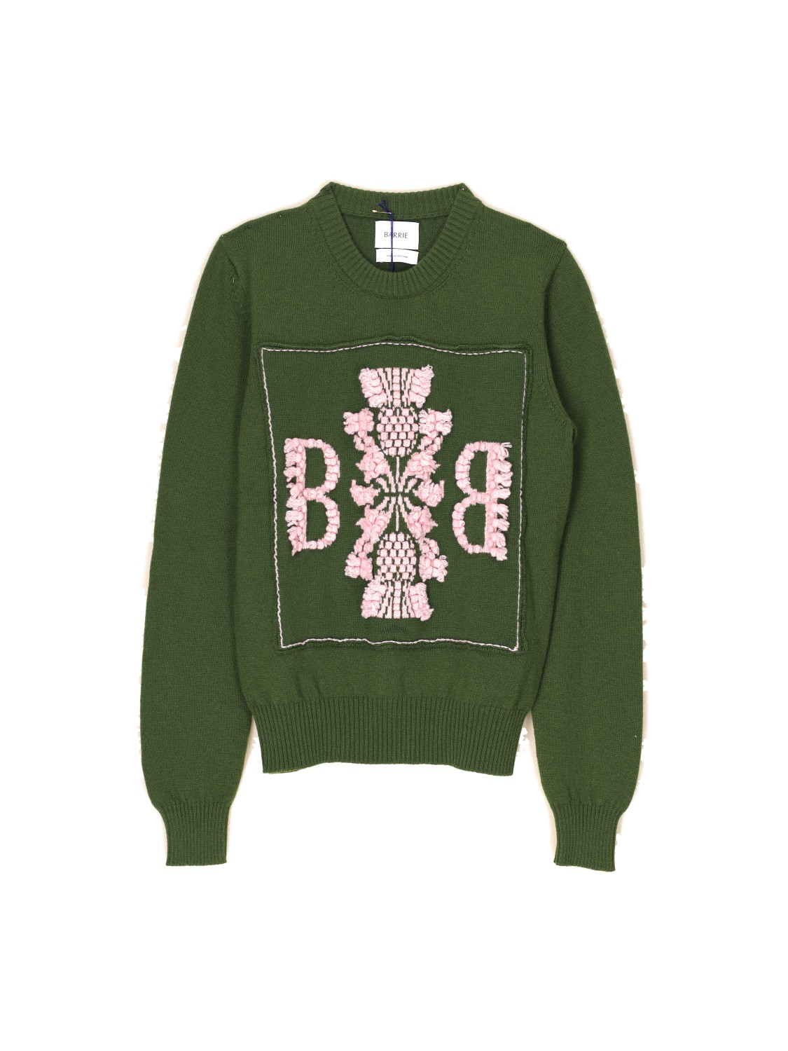 Barrie Sweater with Barrie Logo Cashmere Patch – Pullover aus Baumwolle mit Cashmerelogo verde M
