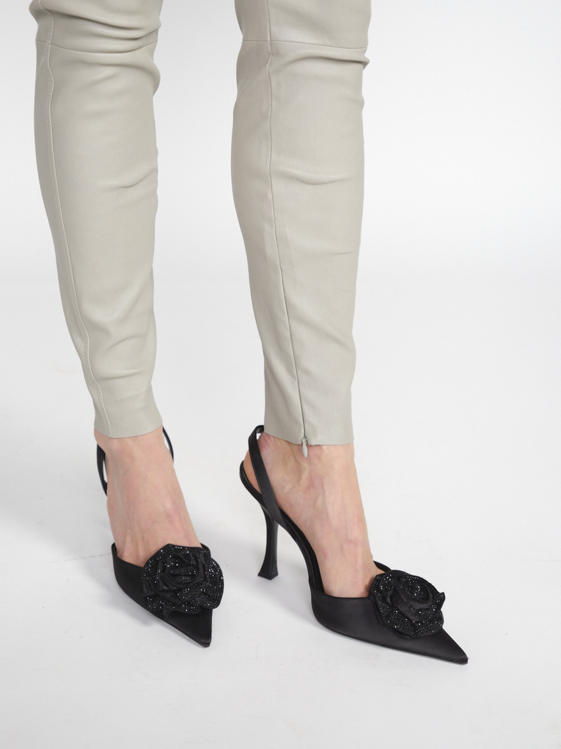 jitrois Wynn Pant - Pantalon étroit en cuir d'agneau beige 34