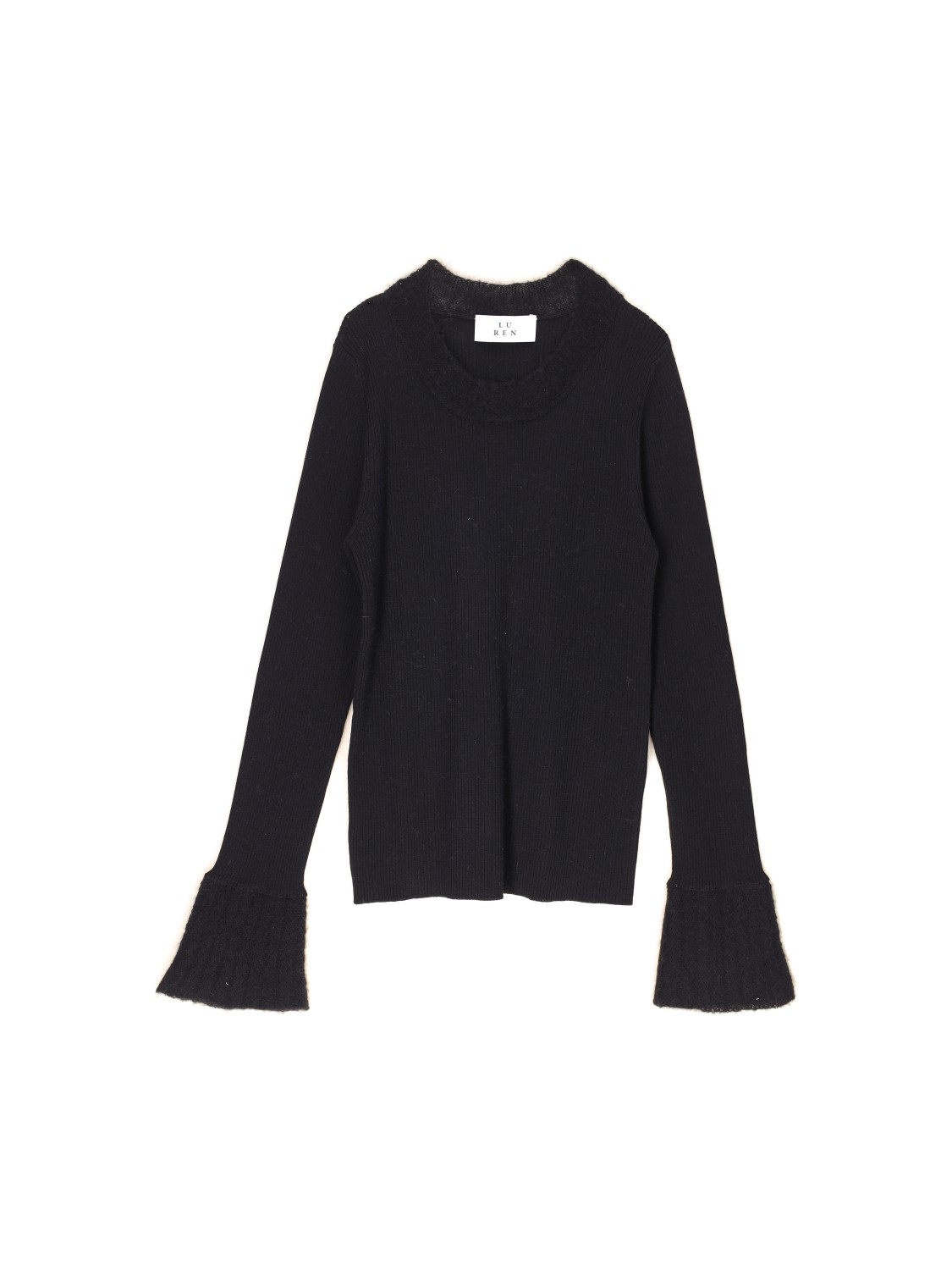 LU Ren Dora – Rippenstrick Pullover aus Merino Wolle 	  schwarz M