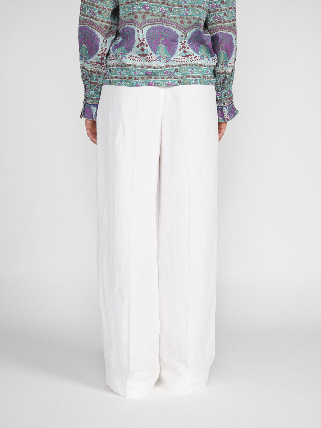 Rossi Noa – pleated trousers made from a linen blend  white XS