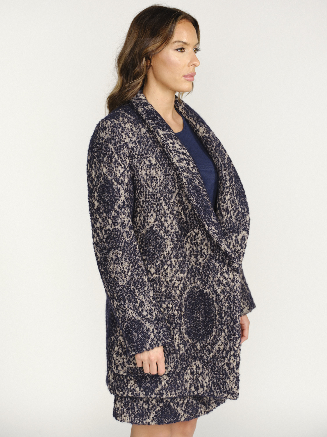 Odeeh Jacket with lapel collar in wool blue 38