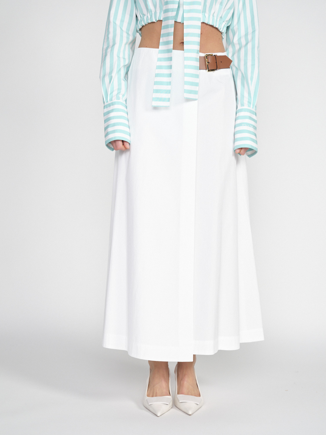 Lorena Antoniazzi Cotton mini skirt with belt detail  white 36