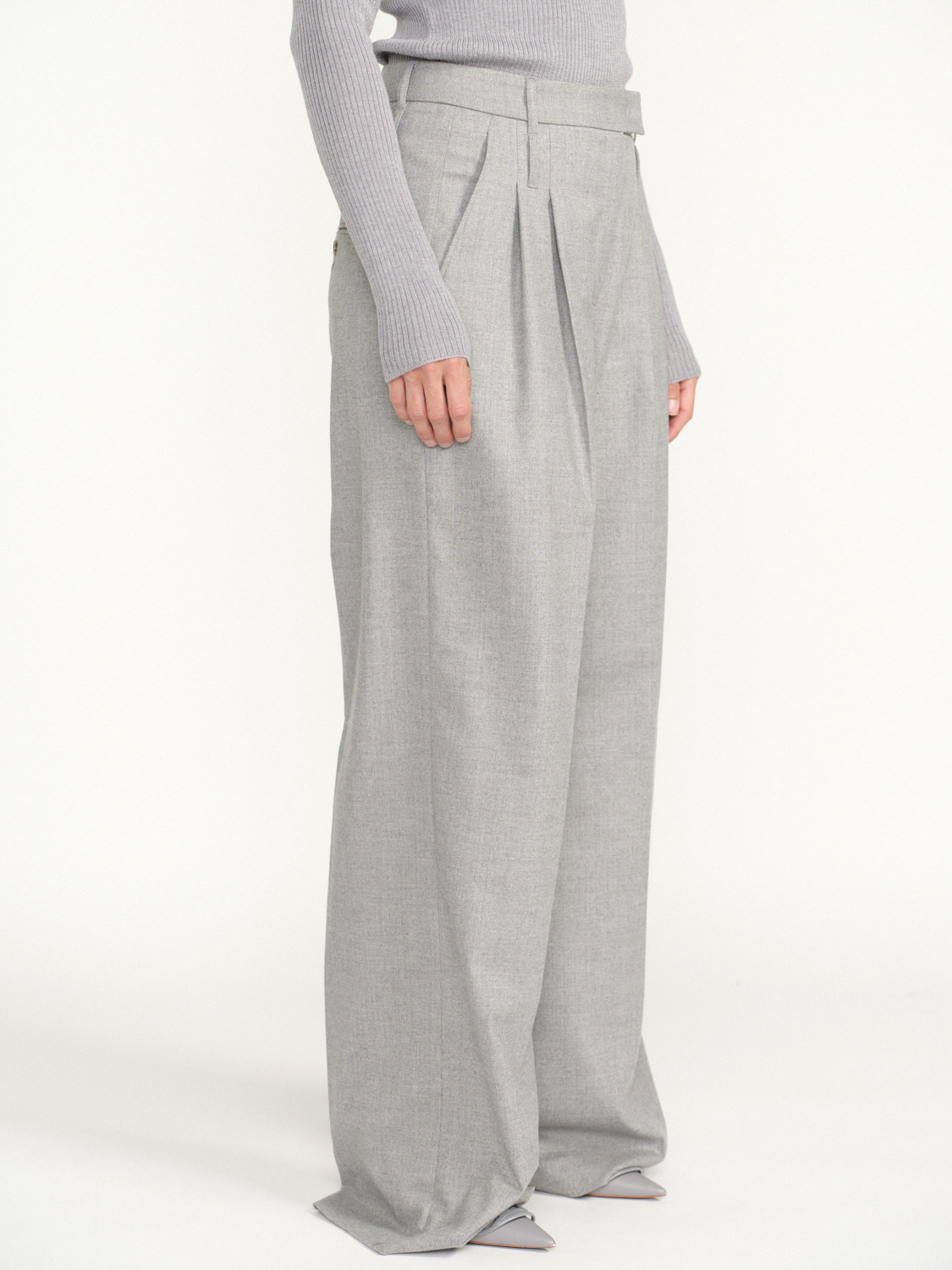 Seductive Giselle - Pantaloni in lana a pieghe grigio 34
