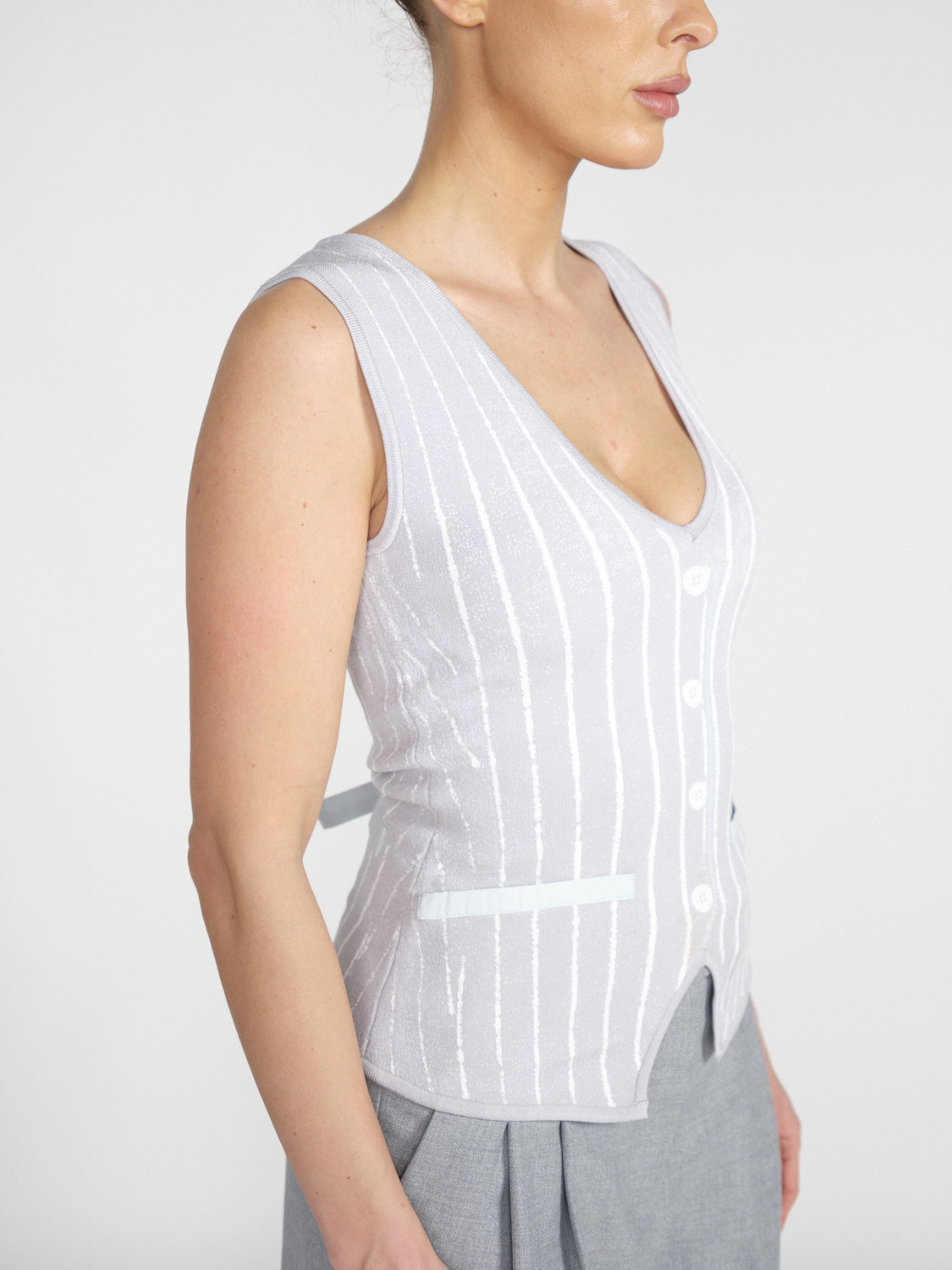 PH5 Marigold - Top in maglia elasticizzata con gilet in denim  grigio XS