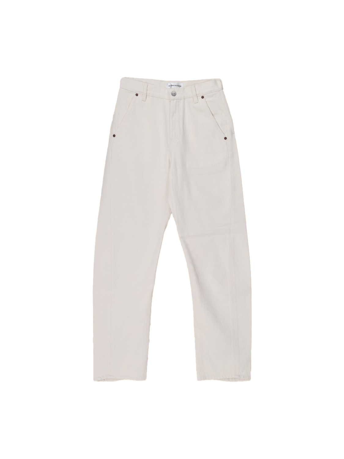 Victoria Beckham Jeans baggy in cotone con cuciture laterali rivolte in avanti   beige 26