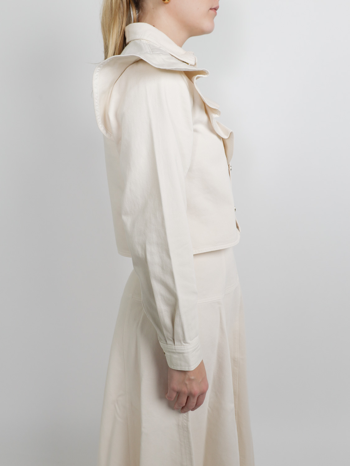 Ulla Johnson The Mathilde - Denim shirt with ruffles creme S Ulla Johnson The Mathilde - Denim shirt with ruffles creme S