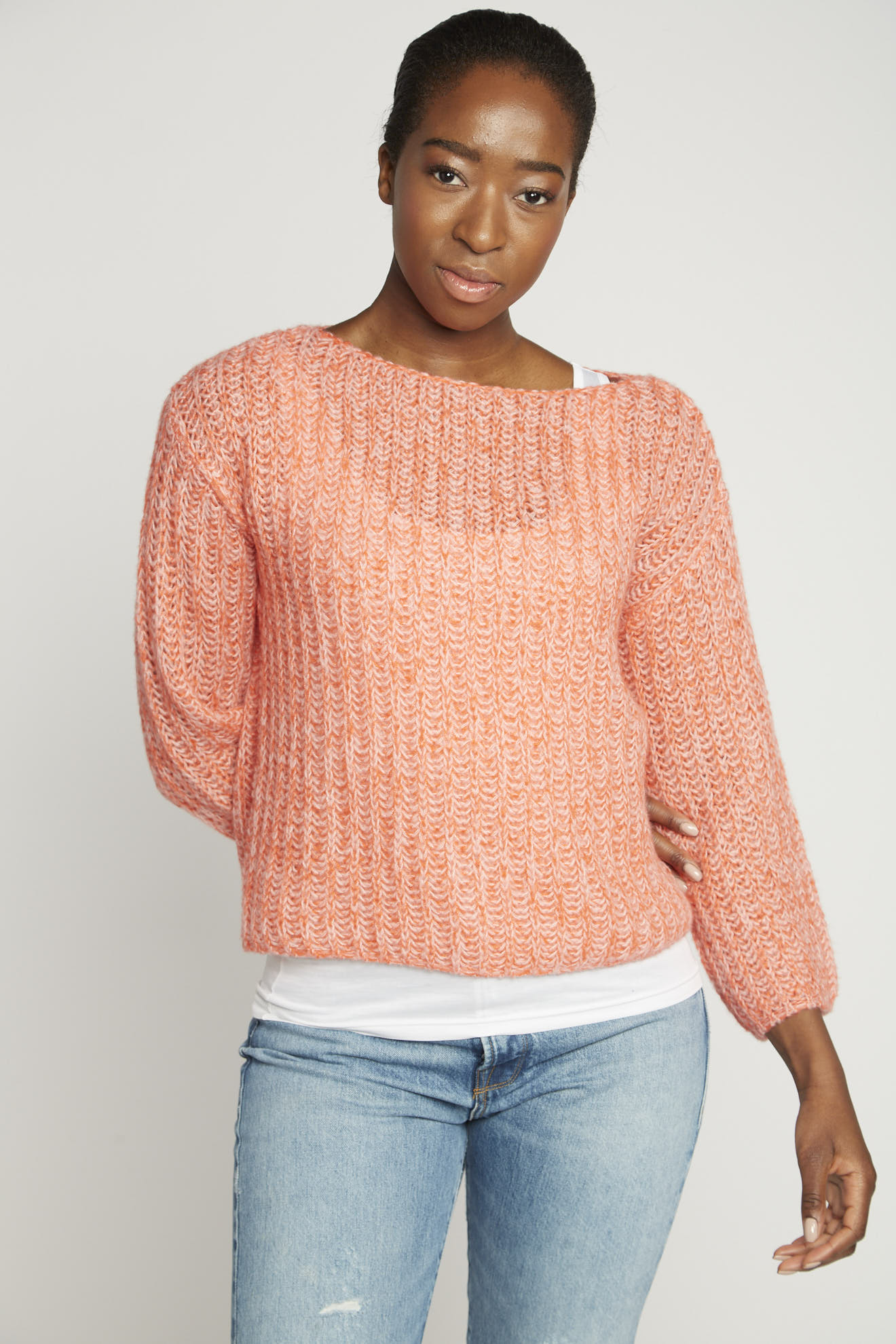 luren pulli orange einfarbig model style