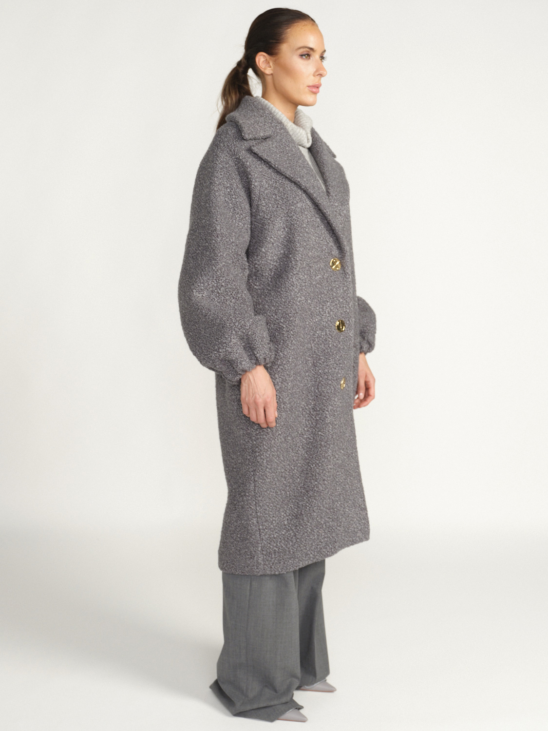 Patou Elliptic Coat – Mantel aus Schurwolle grau S