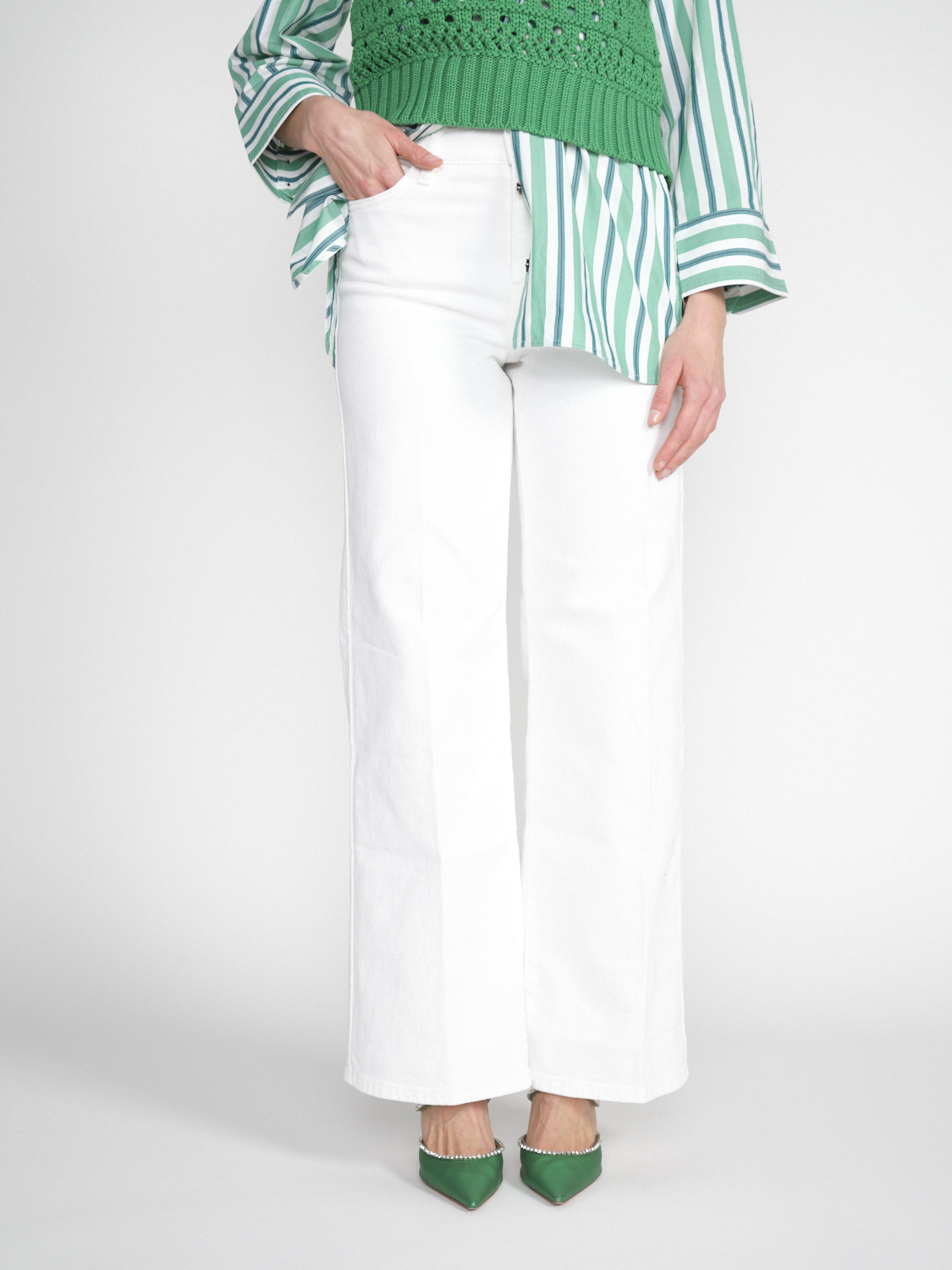 Frame Le Slim Palazzo – straight cotton jeans  white 29