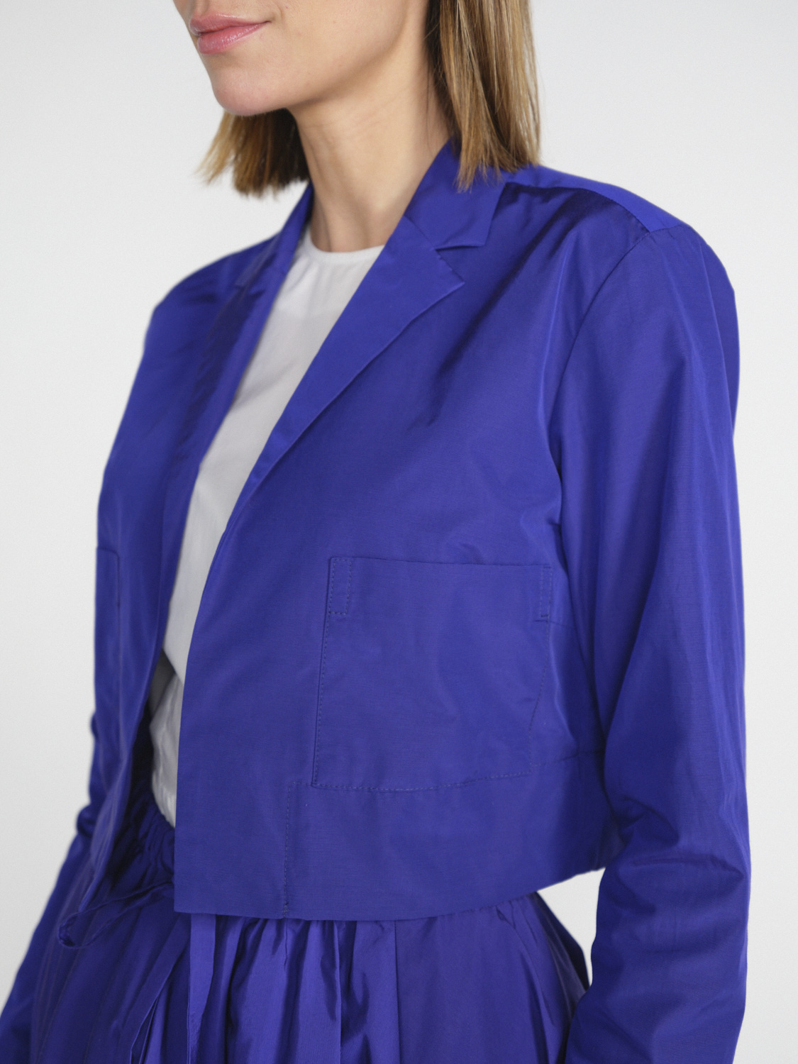 Odeeh Cotton and tech fabric cropped blazer  purple 34
