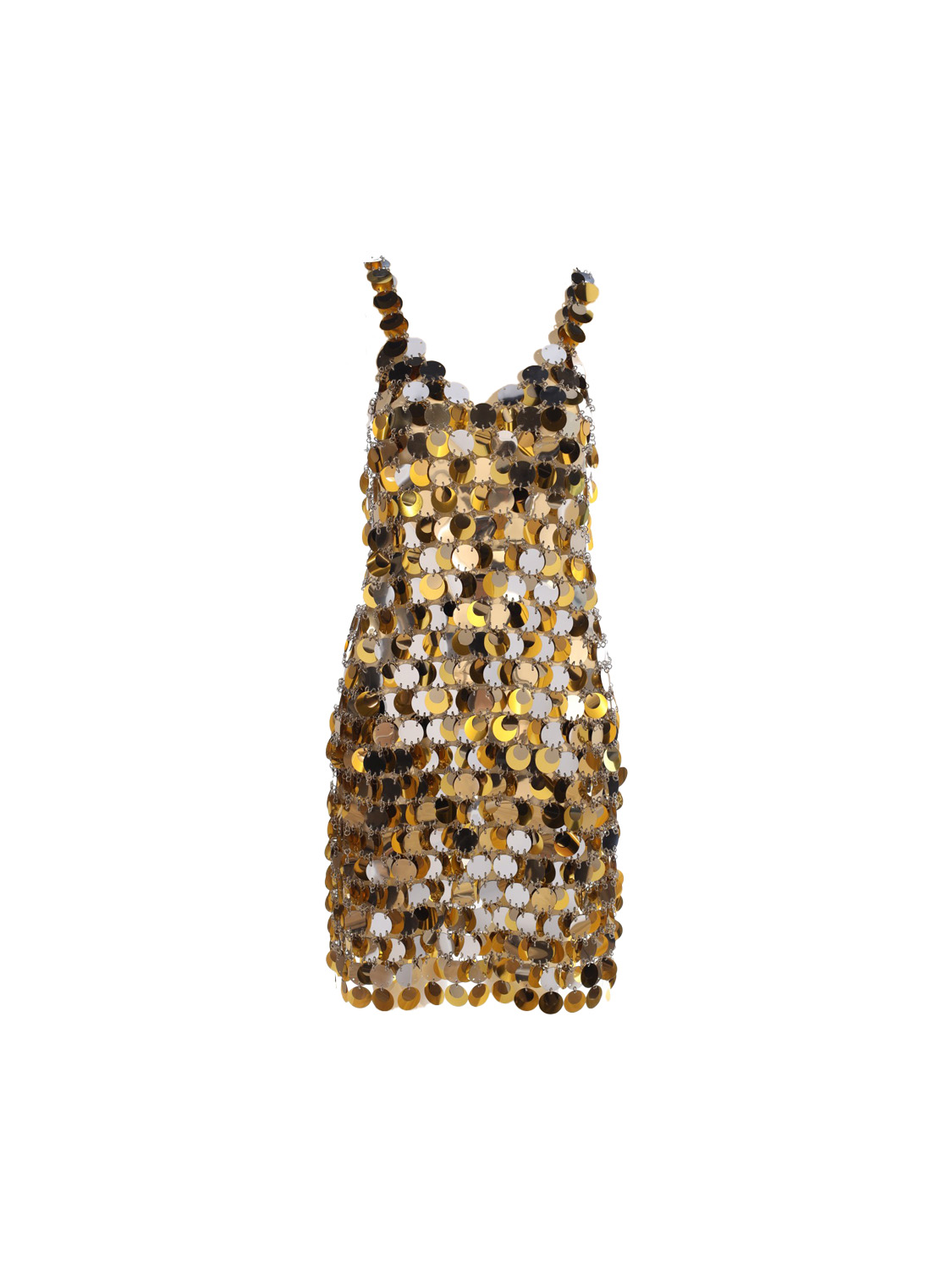 rabanne Mini abito di paillettes con spalline oro 36