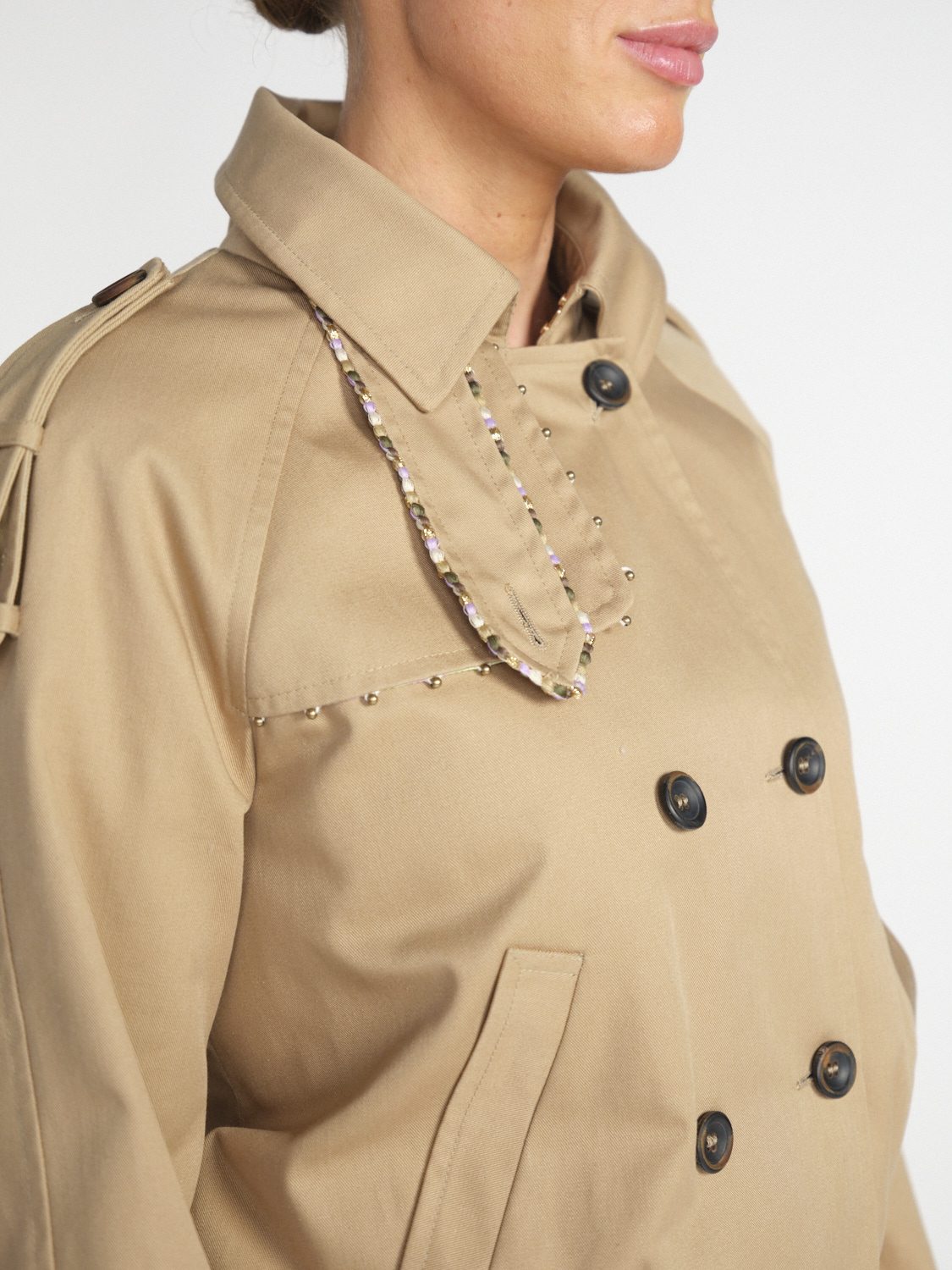 Bazar Deluxe Short trench coat with lurex details  beige 36