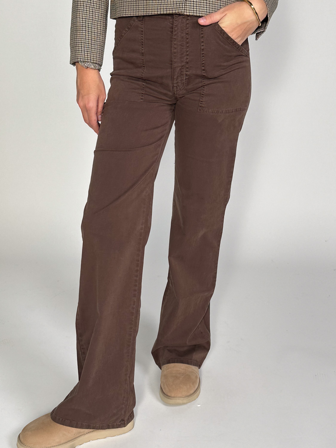 Nili Lotan Quentin – Wide-Leg Denim aus Twill Baumwolle   braun 34